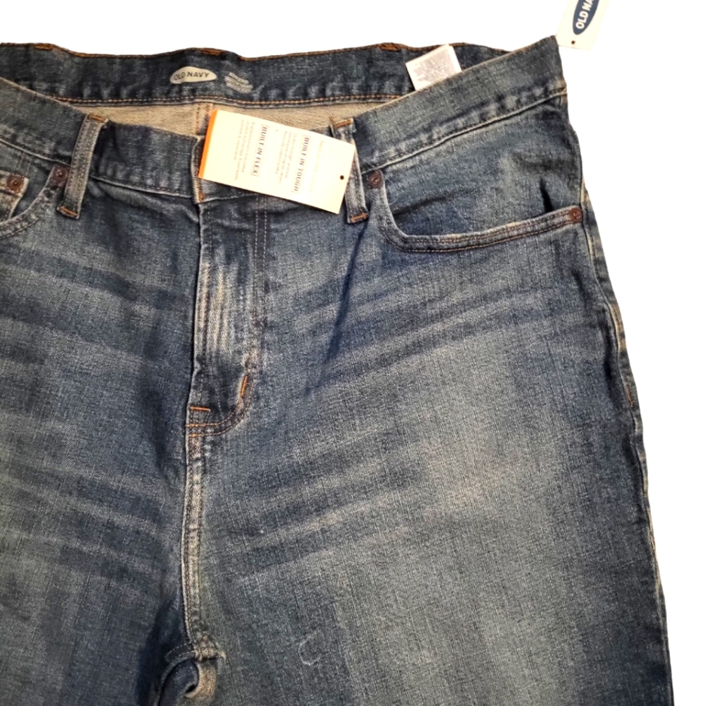 Old Navy Distressed Athletic Slim Straight Jeans Size 38W/30L NWT - Picture 6 of 7